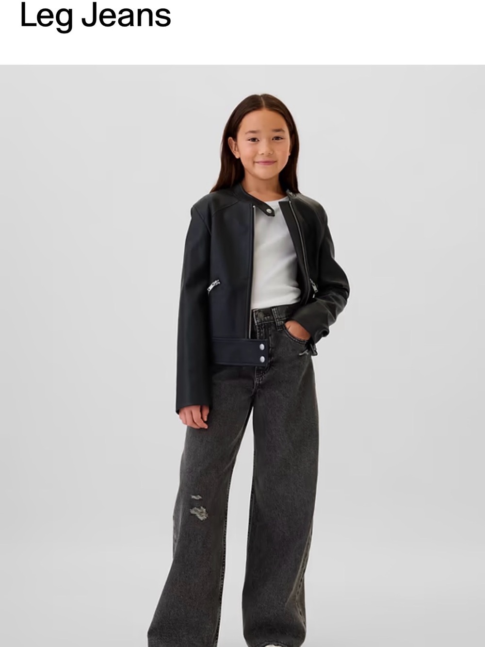 GAP Kids Wide Leg Jeans in Washed Black